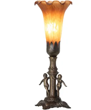 11" High Amber Tiffany Pond Lily Maidens Mini Lamp