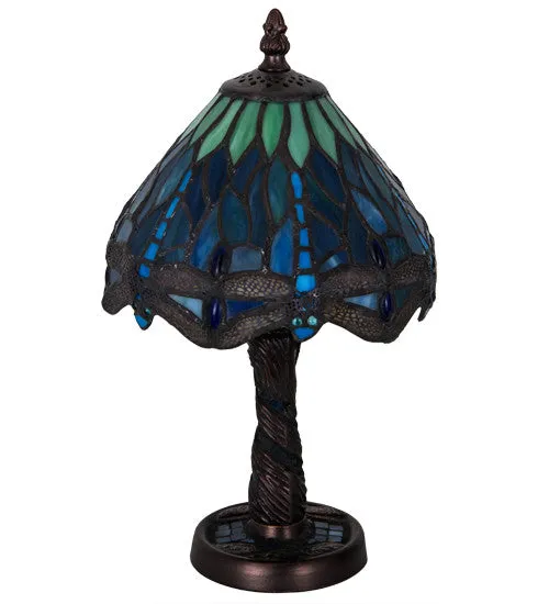 12"H Hanginghead Dragonfly W/ Twisted Fly Mosaic Base Tiffany Lamp