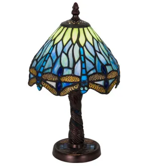 12"H Hanginghead Dragonfly W/ Twisted Fly Mosaic Base Tiffany Lamp