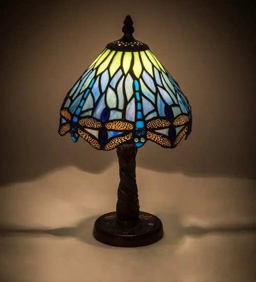 12"H Hanginghead Dragonfly W/ Twisted Fly Mosaic Base Tiffany Lamp