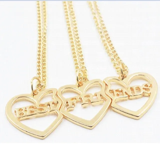 2017  Heart Broken Style 2-Piece And 3 Parts Pendant Necklace Best Friend Forever Necklace Gift For Girl