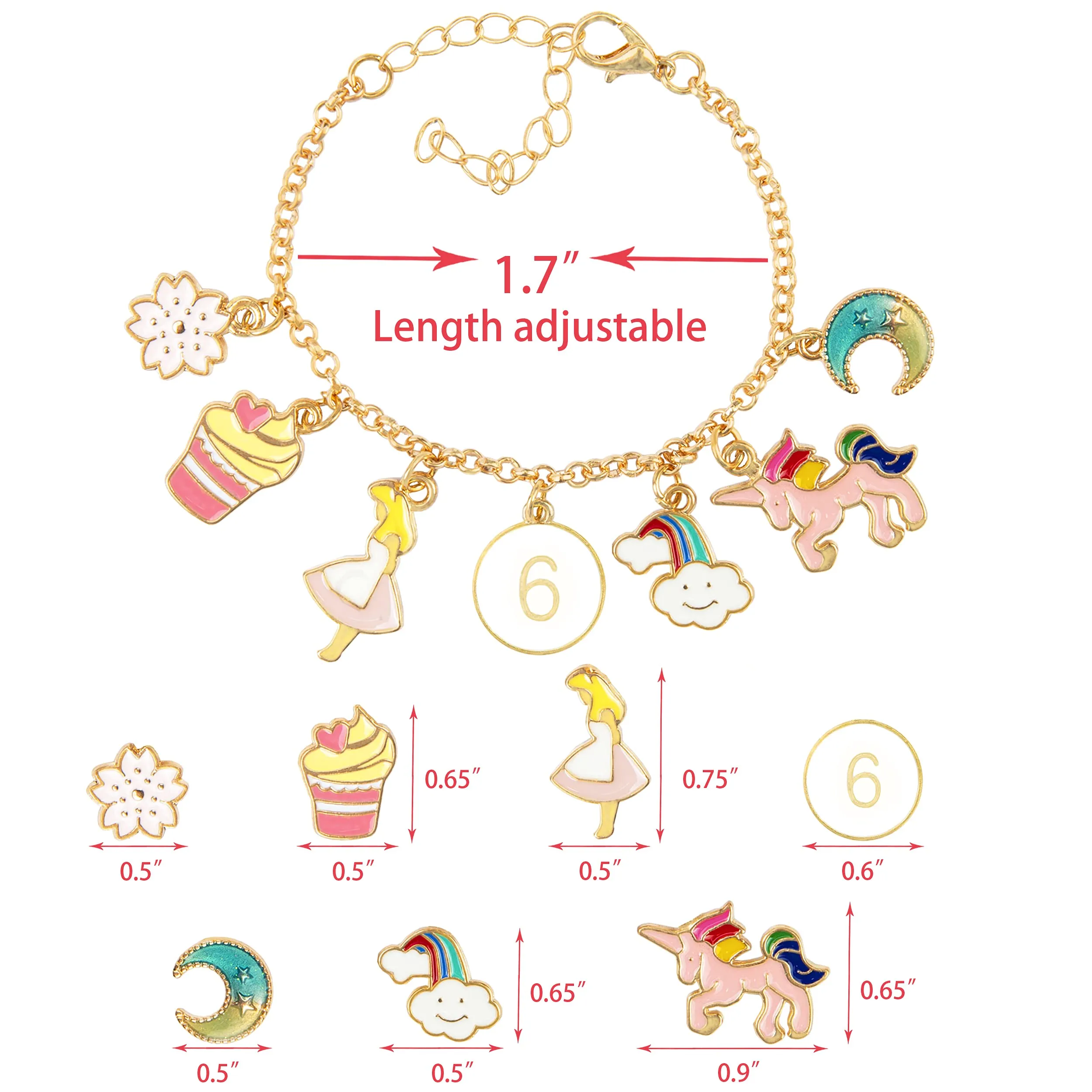 6th Birthday, 6th Birthday Gifts for Girls, 6th Birthday Charm Bracelet, 6th Birthday
