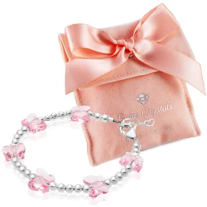 8 MM Pink Crystals Butterfly Bracelet for girls