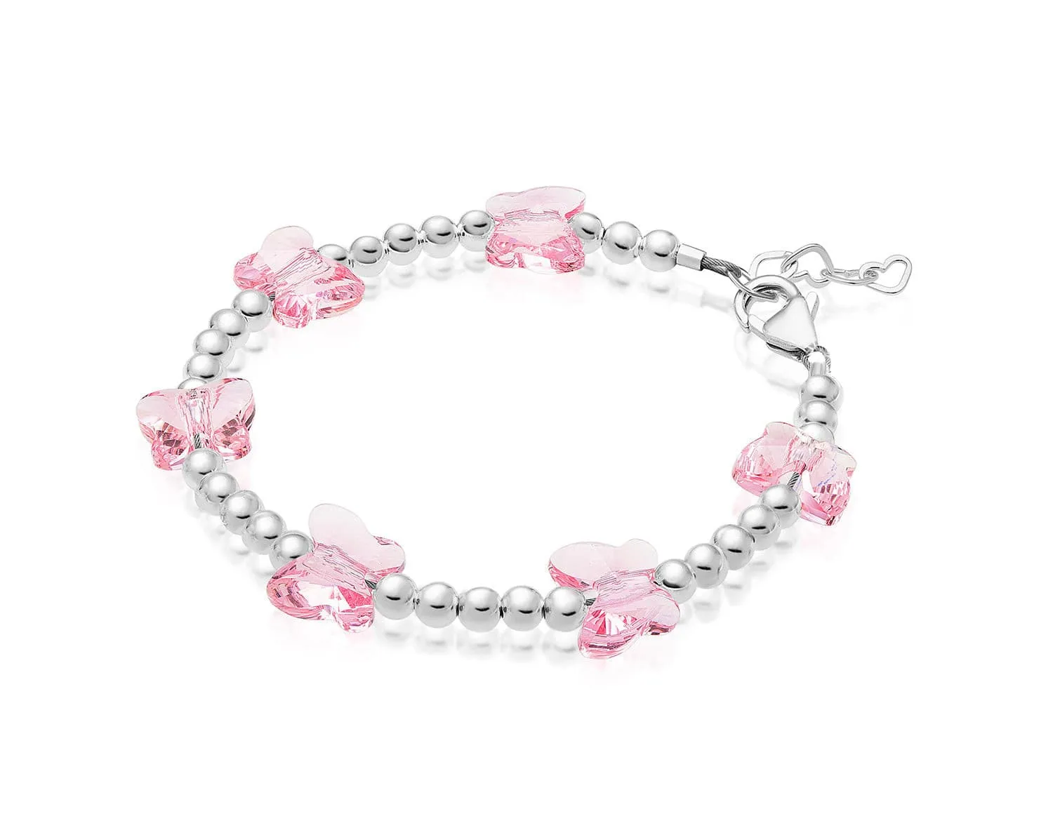 8 MM Pink Crystals Butterfly Bracelet for girls