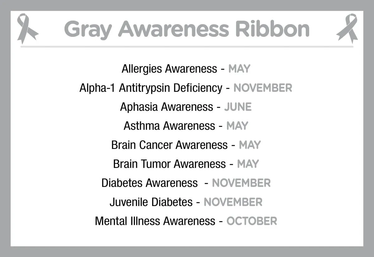 Adult Gray Awareness Silicone Bracelet Wristbands