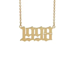Ancient Old English Birth Year Necklace