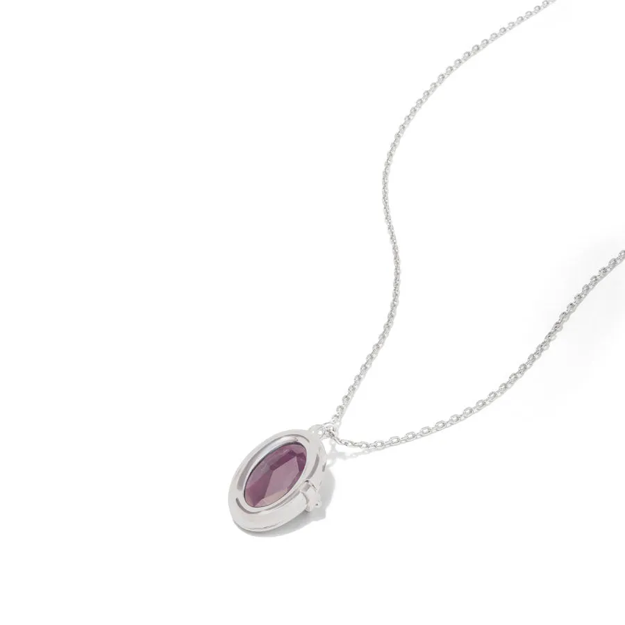 Aura Amethyst Silver Locket Necklace