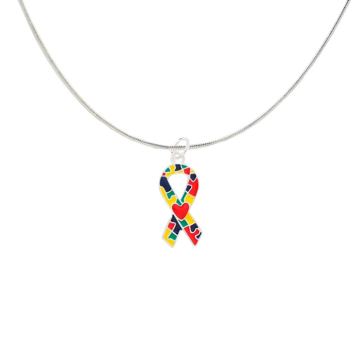 Autism Ribbon with Heart Necklaces