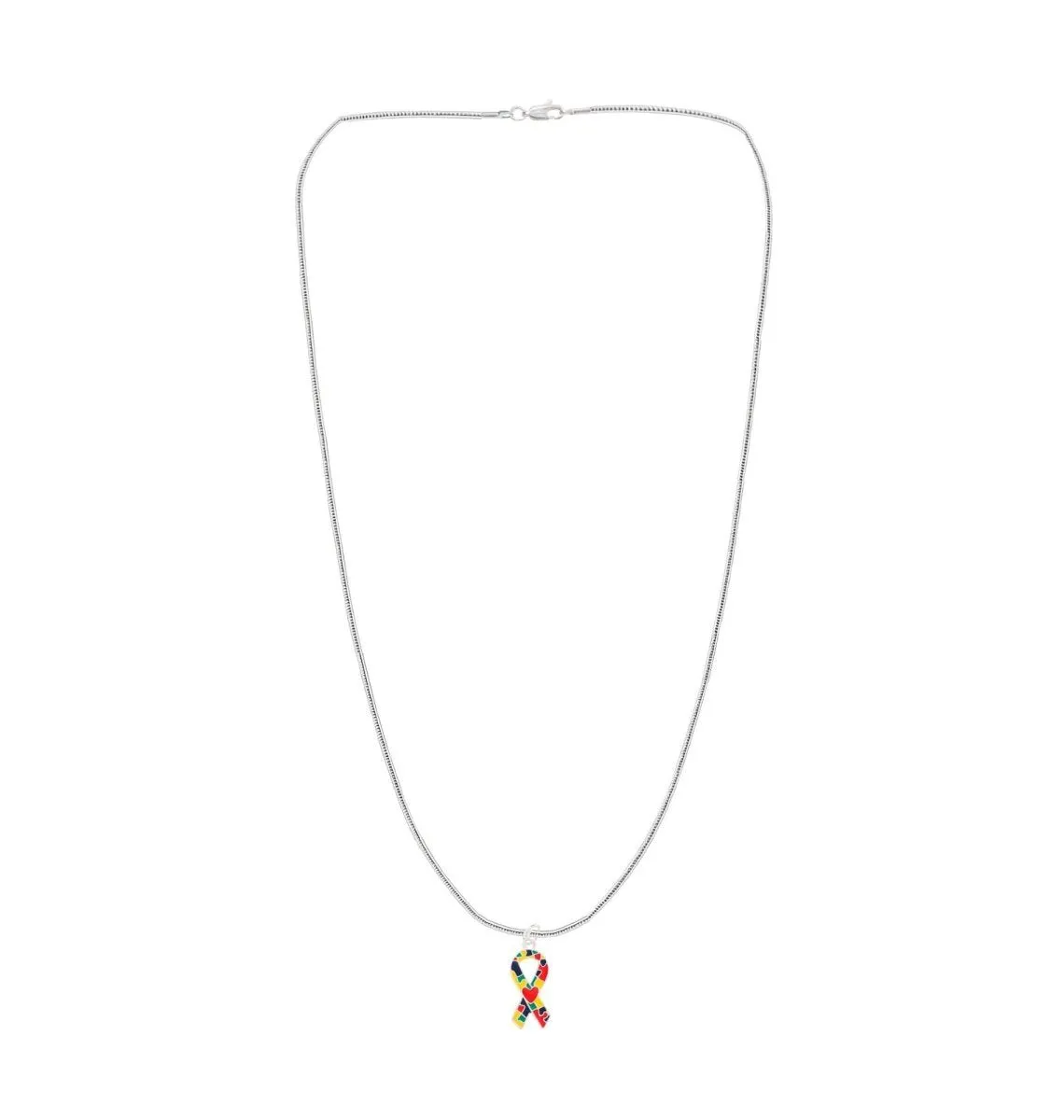 Autism Ribbon with Heart Necklaces