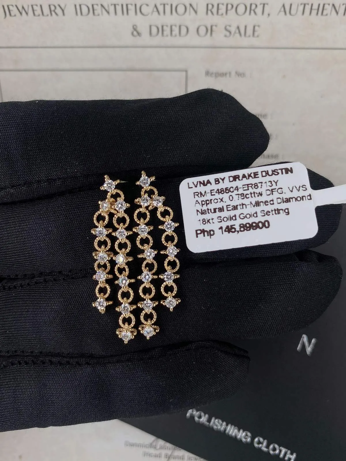 #BA49 | Golden Charm Knot Drop Dangling Diamond Earrings 18kt
