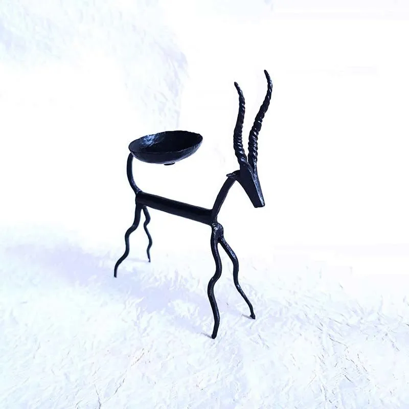 Bastar Handmade Wrought Iron Deer Tealight Holder (Set of 2)