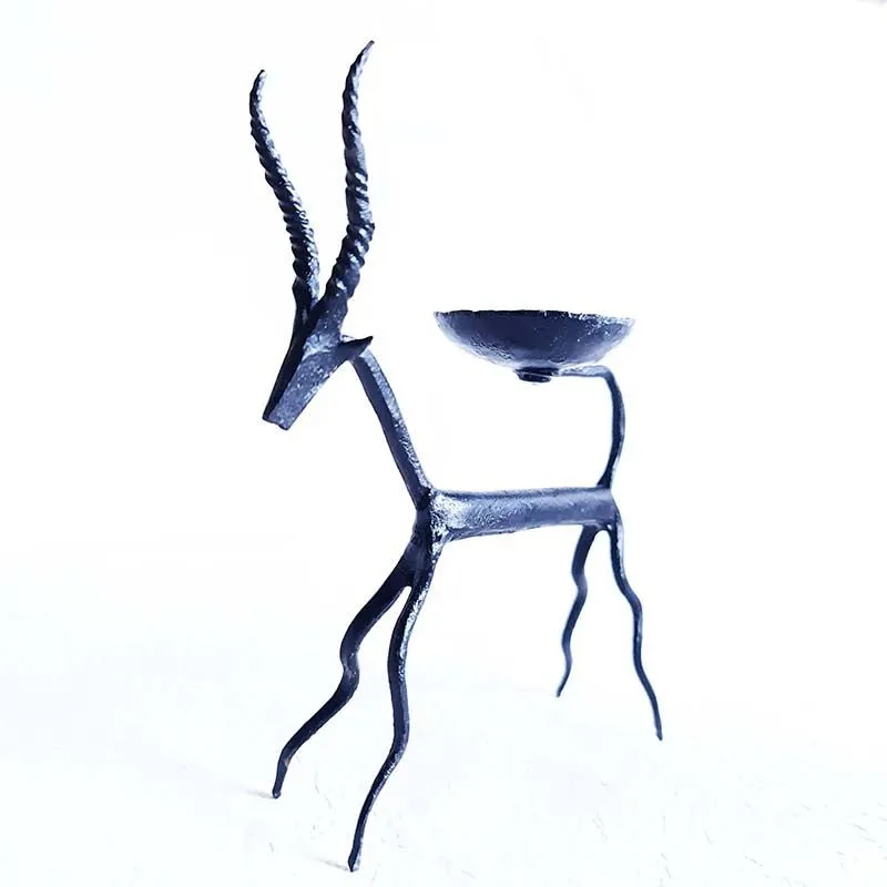 Bastar Handmade Wrought Iron Deer Tealight Holder (Set of 2)