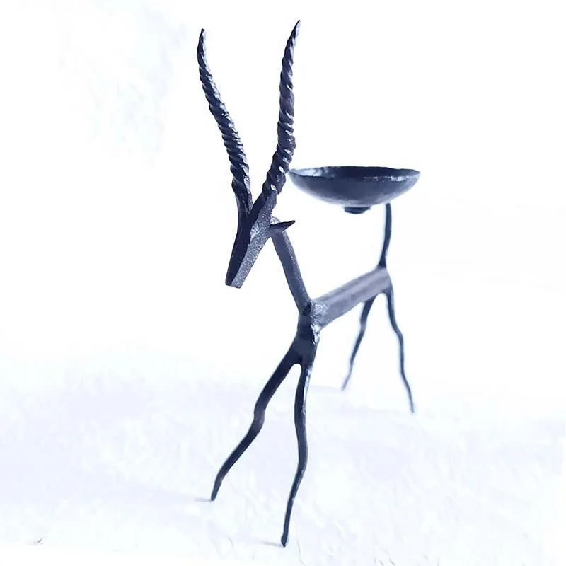 Bastar Handmade Wrought Iron Deer Tealight Holder (Set of 2)
