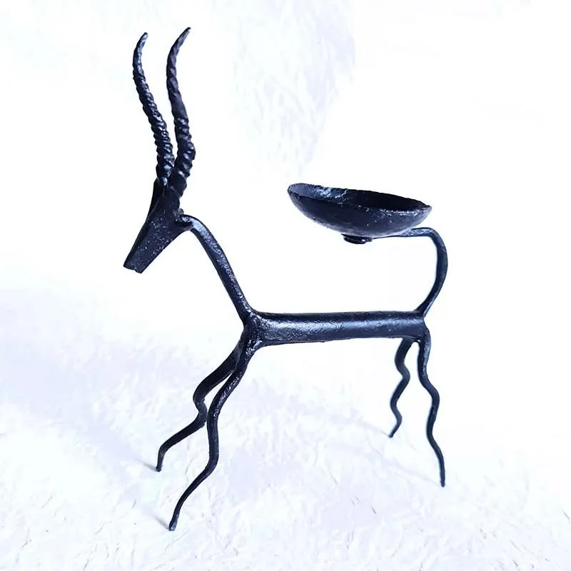 Bastar Handmade Wrought Iron Deer Tealight Holder (Set of 2)