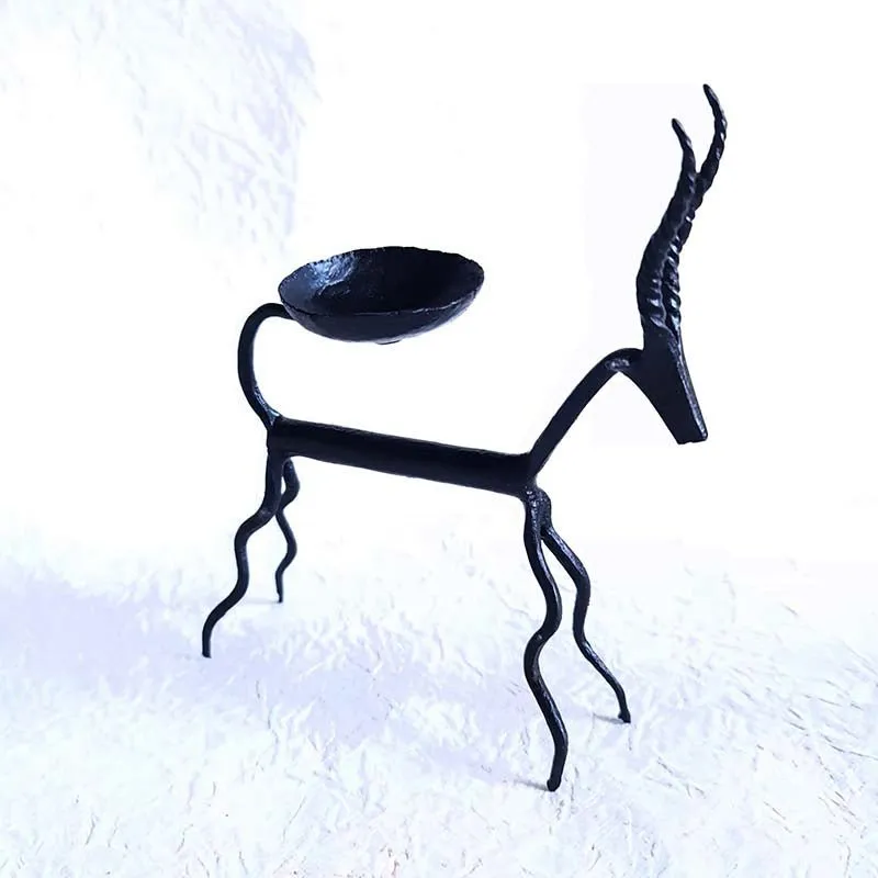 Bastar Handmade Wrought Iron Deer Tealight Holder (Set of 2)