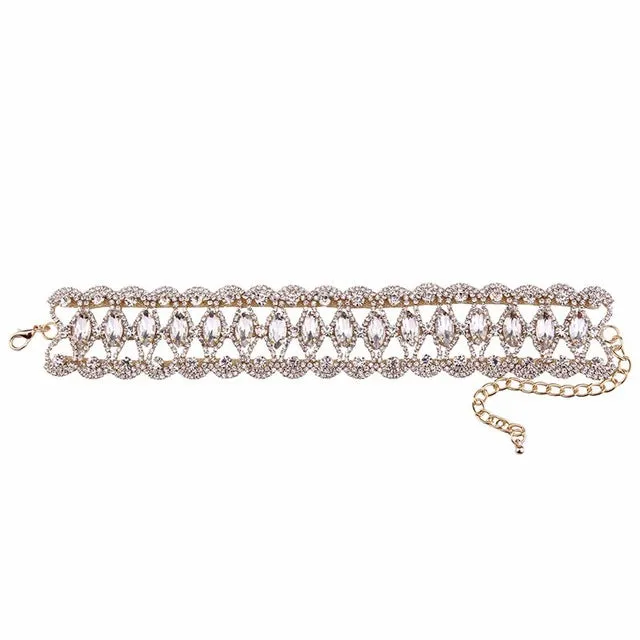 Best lady 2017 Rhinestone Choker Crystal Gem Luxury Collar Chokers Necklace Women Chunky Maxi Statement Necklace Jewelry  4357