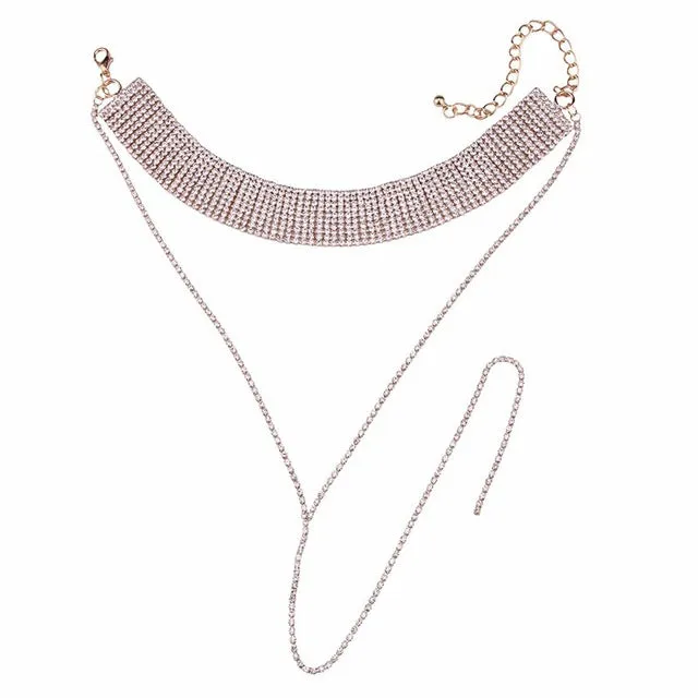 Best lady 2017 Rhinestone Choker Crystal Gem Luxury Collar Chokers Necklace Women Chunky Maxi Statement Necklace Jewelry  4357