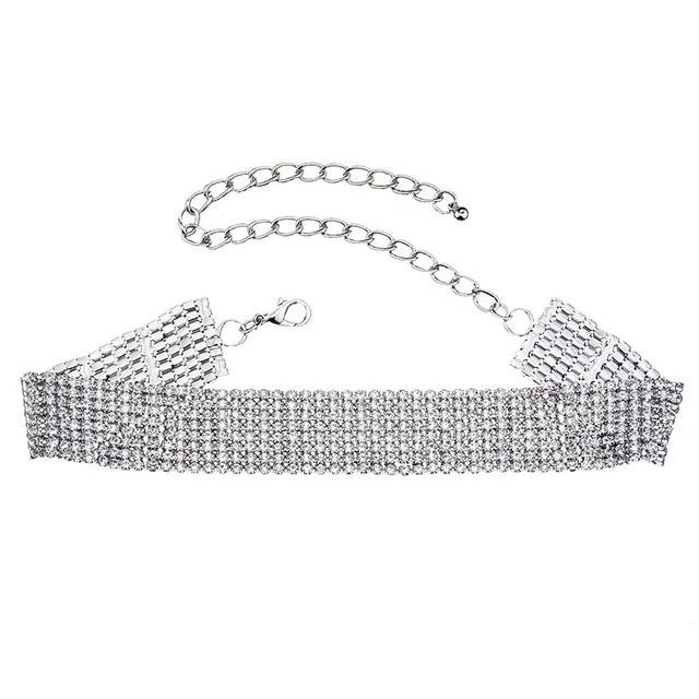 Best lady 2017 Rhinestone Choker Crystal Gem Luxury Collar Chokers Necklace Women Chunky Maxi Statement Necklace Jewelry  4357