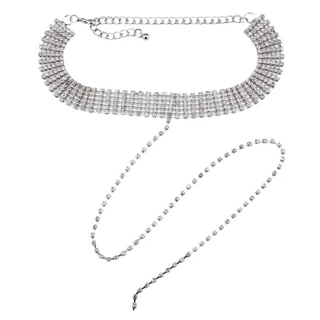 Best lady 2017 Rhinestone Choker Crystal Gem Luxury Collar Chokers Necklace Women Chunky Maxi Statement Necklace Jewelry  4357