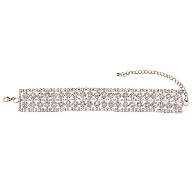 Best lady 2017 Rhinestone Choker Crystal Gem Luxury Collar Chokers Necklace Women Chunky Maxi Statement Necklace Jewelry  4357