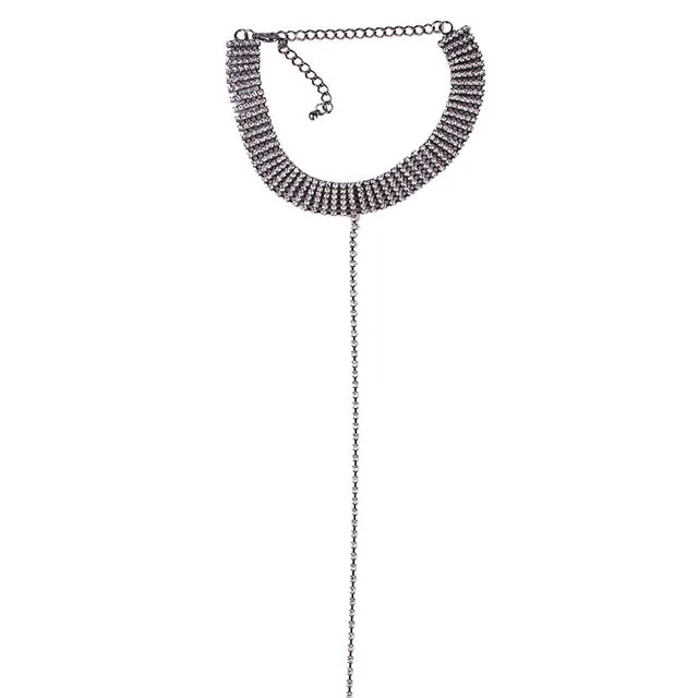 Best lady 2017 Rhinestone Choker Crystal Gem Luxury Collar Chokers Necklace Women Chunky Maxi Statement Necklace Jewelry  4357