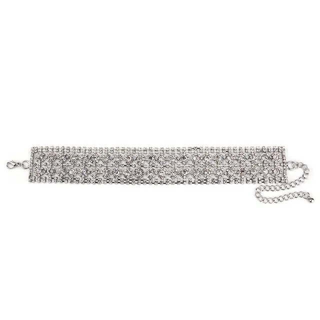 Best lady 2017 Rhinestone Choker Crystal Gem Luxury Collar Chokers Necklace Women Chunky Maxi Statement Necklace Jewelry  4357