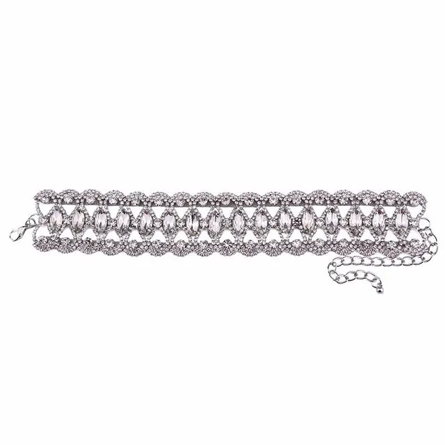 Best lady 2017 Rhinestone Choker Crystal Gem Luxury Collar Chokers Necklace Women Chunky Maxi Statement Necklace Jewelry  4357
