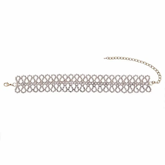 Best lady 2017 Rhinestone Choker Crystal Gem Luxury Collar Chokers Necklace Women Chunky Maxi Statement Necklace Jewelry  4357