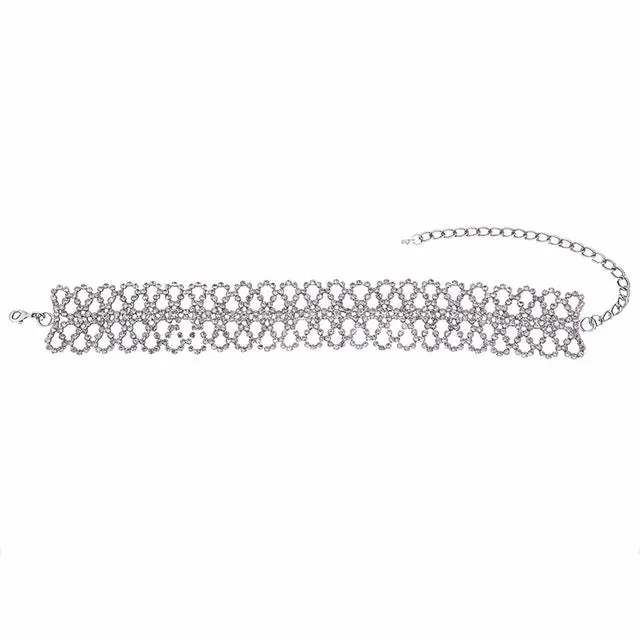 Best lady 2017 Rhinestone Choker Crystal Gem Luxury Collar Chokers Necklace Women Chunky Maxi Statement Necklace Jewelry  4357