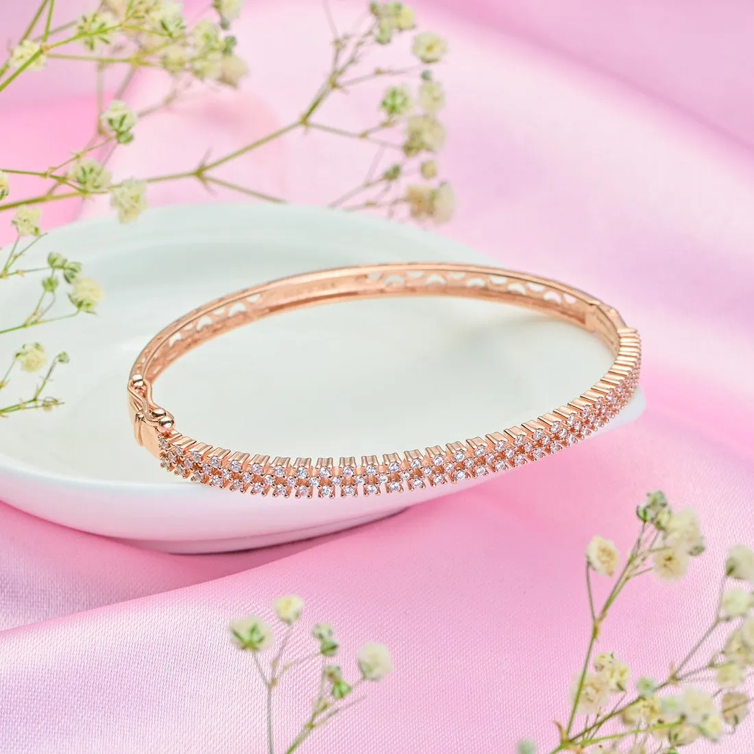 Blushing Beauty Rose Gold Plated 925 Sterling Silver Bracelet