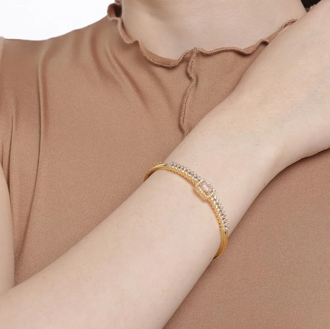 Blushing Elegance Gold Plated 925 Sterling Silver Bracelet