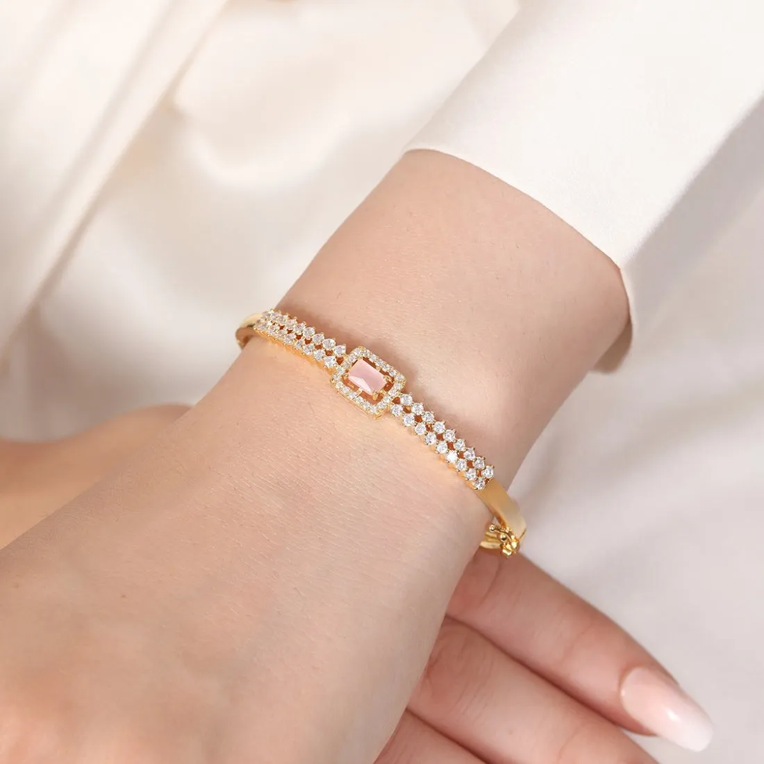 Blushing Elegance Gold Plated 925 Sterling Silver Bracelet