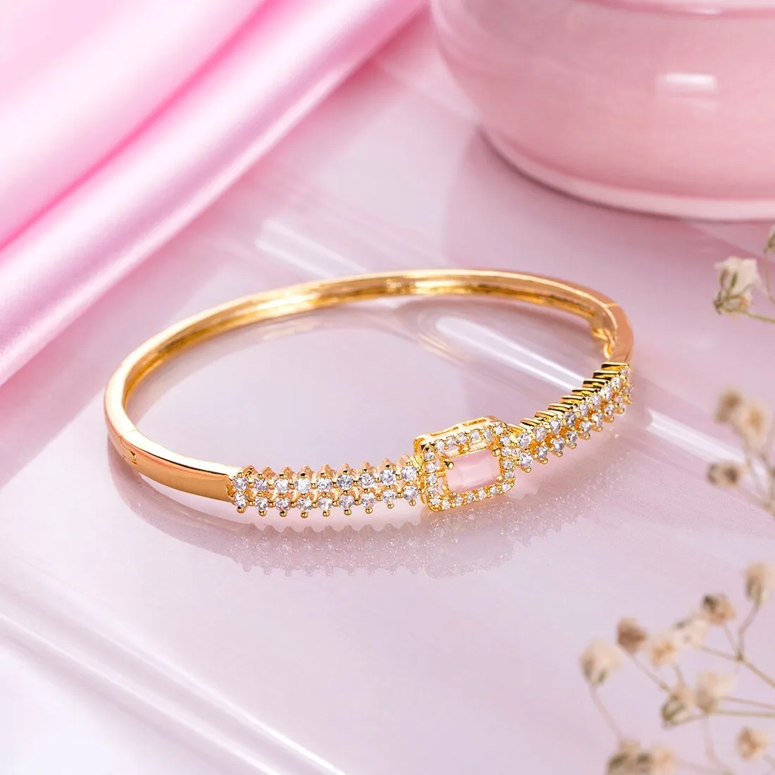 Blushing Elegance Gold Plated 925 Sterling Silver Bracelet