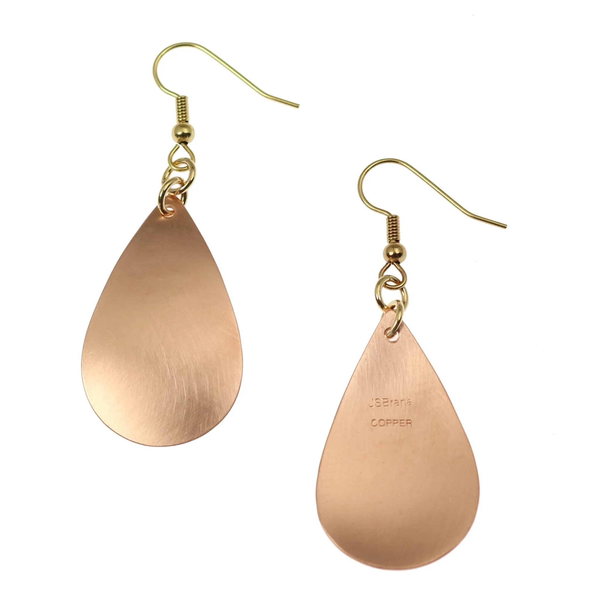 Brushed Copper Teardrop Earrings
