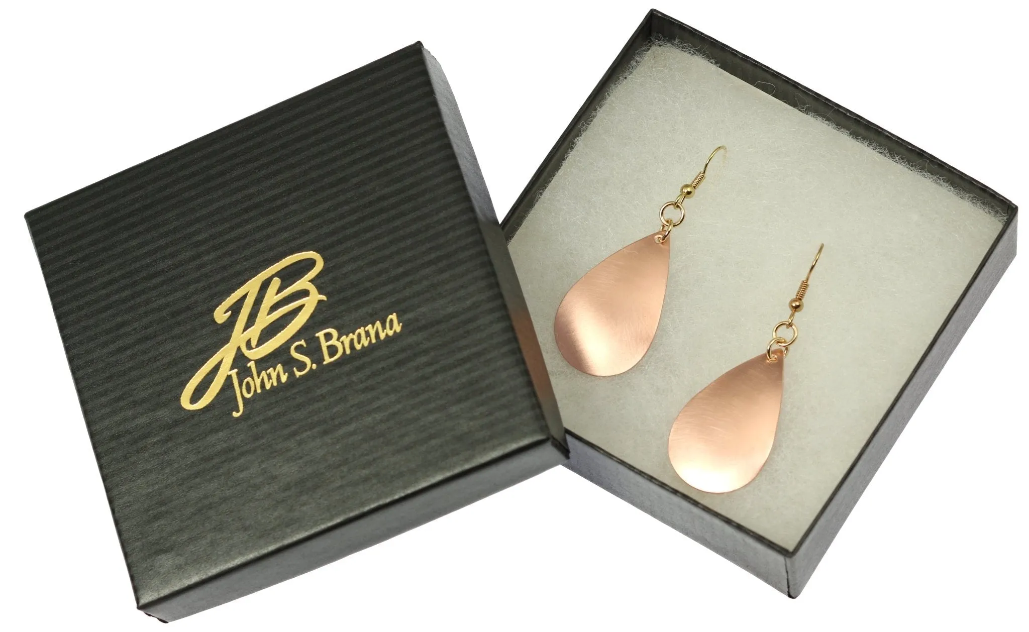 Brushed Copper Teardrop Earrings