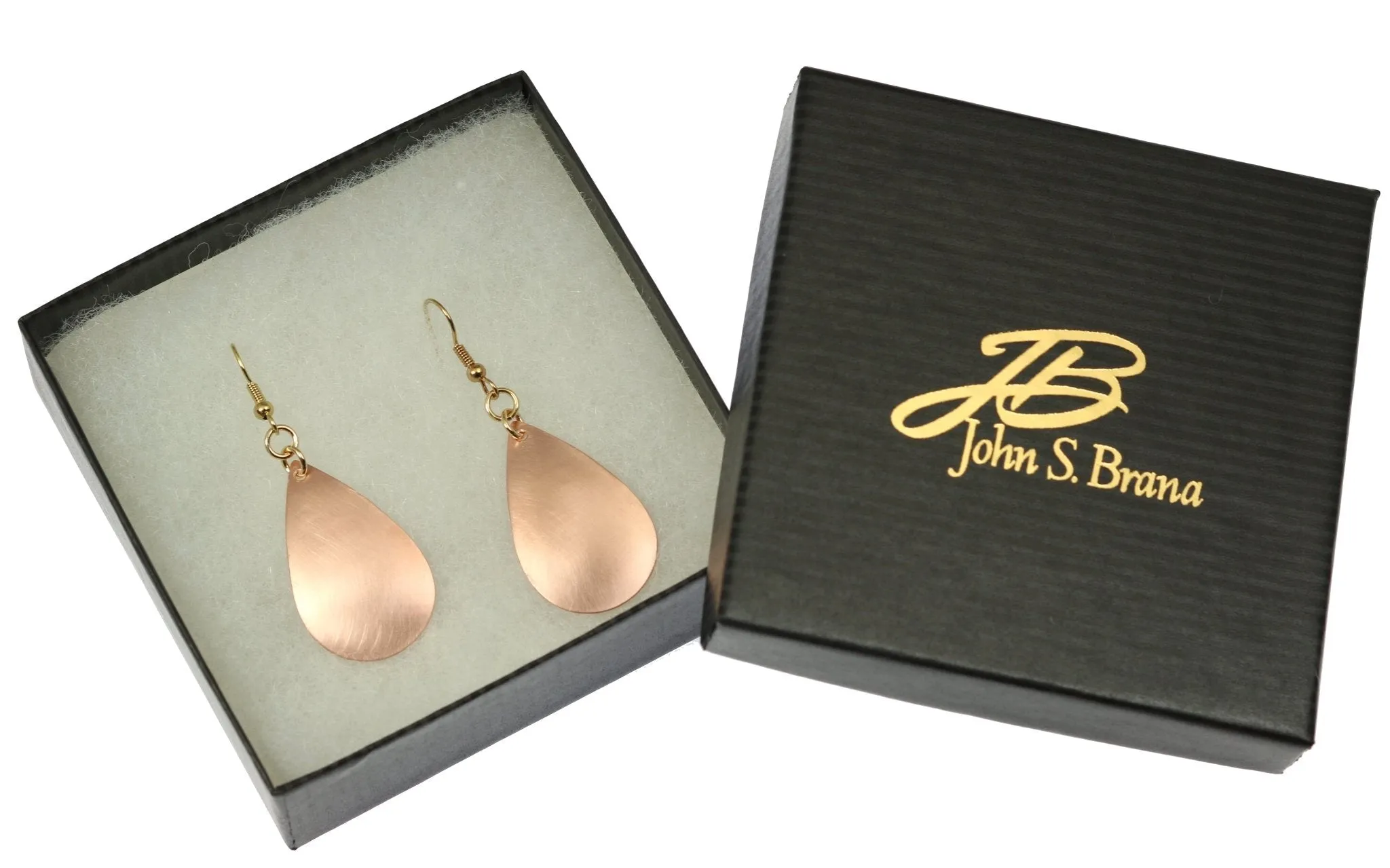 Brushed Copper Teardrop Earrings