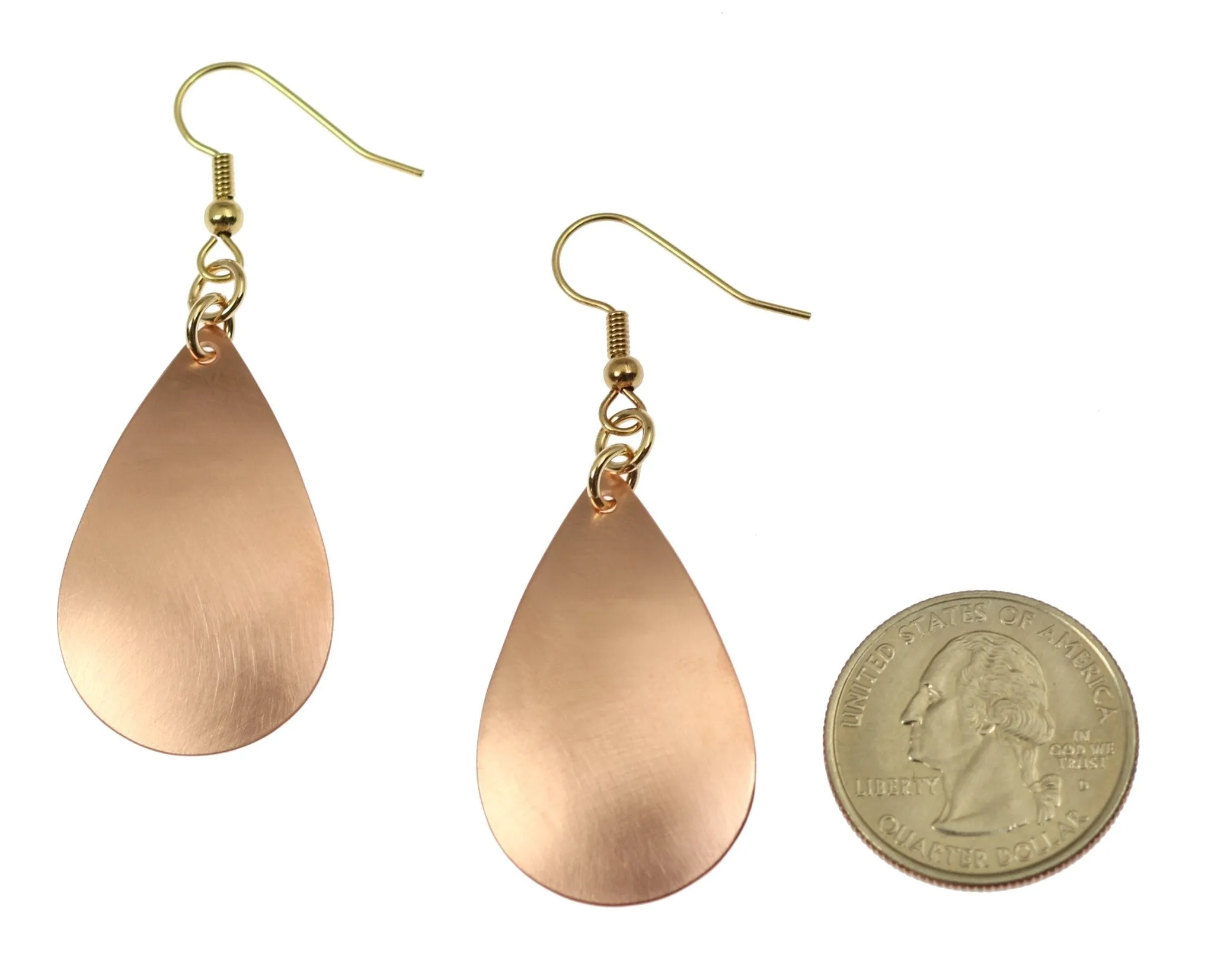 Brushed Copper Teardrop Earrings