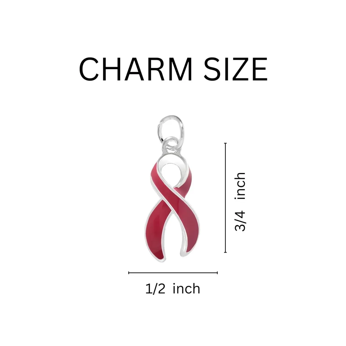 Burgundy Ribbon Awareness Charm Partial Beaded Bracelets