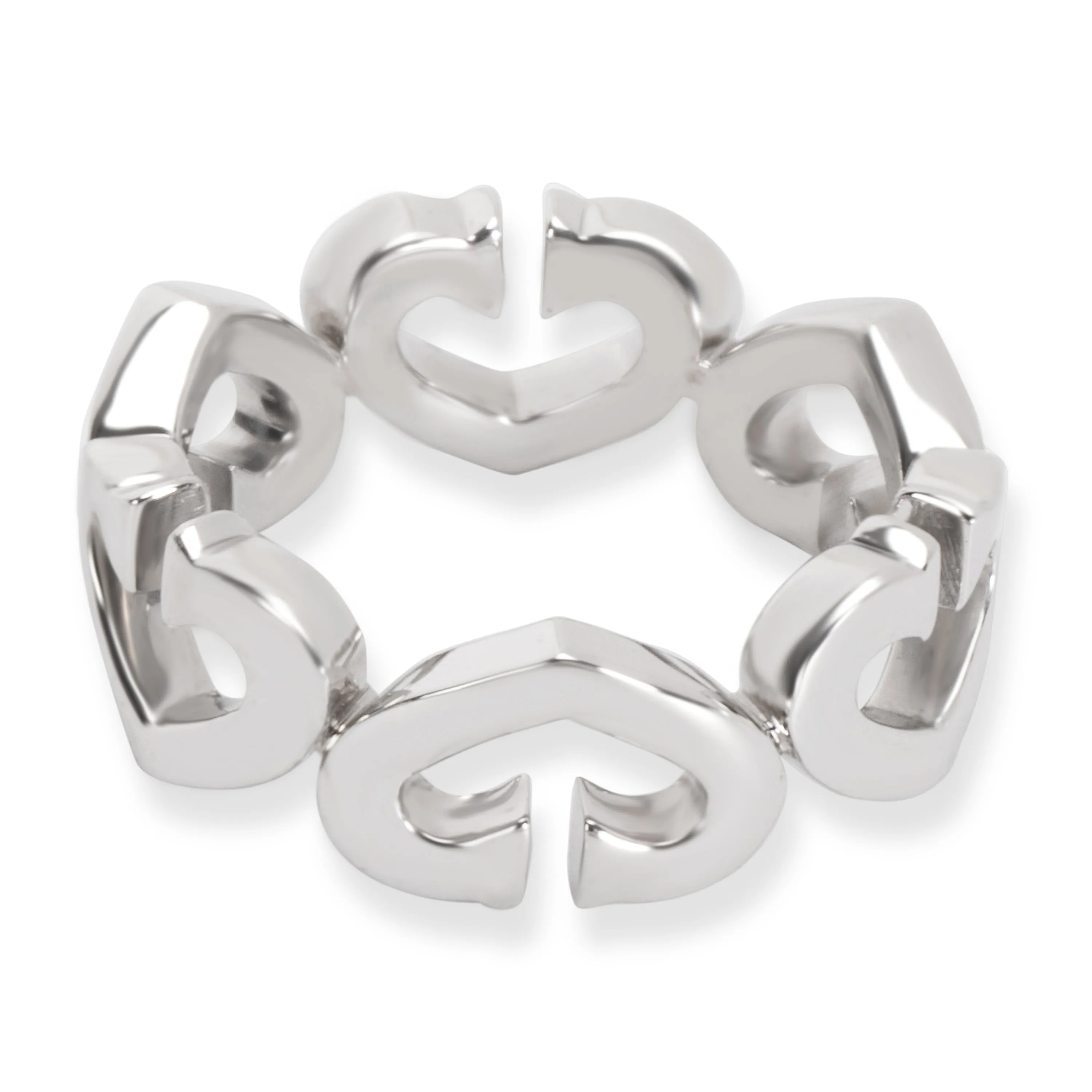 Cartier C Hearts Diamond Ring in 18K White Gold (Size 52) 0.10 ctw