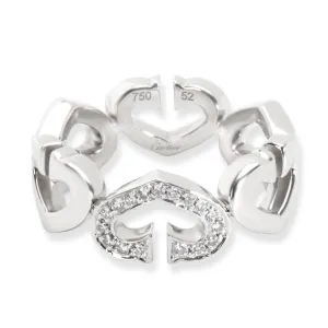 Cartier C Hearts Diamond Ring in 18K White Gold (Size 52) 0.10 ctw