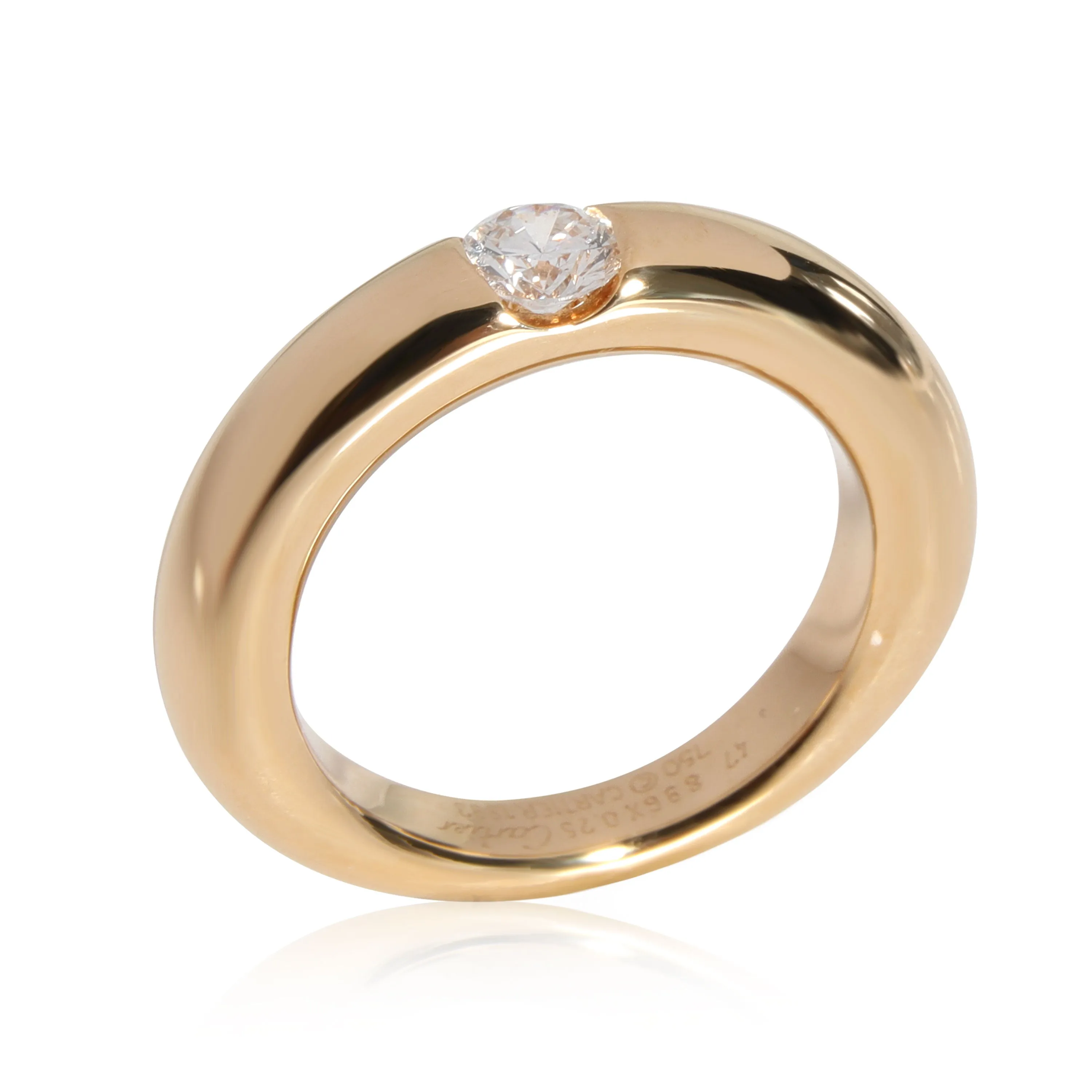 Cartier Ellipse Diamond Ring in 18K Yellow Gold E-F VS1 0.25 CTW