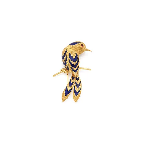 Cartier Enamel Bird Brooch
