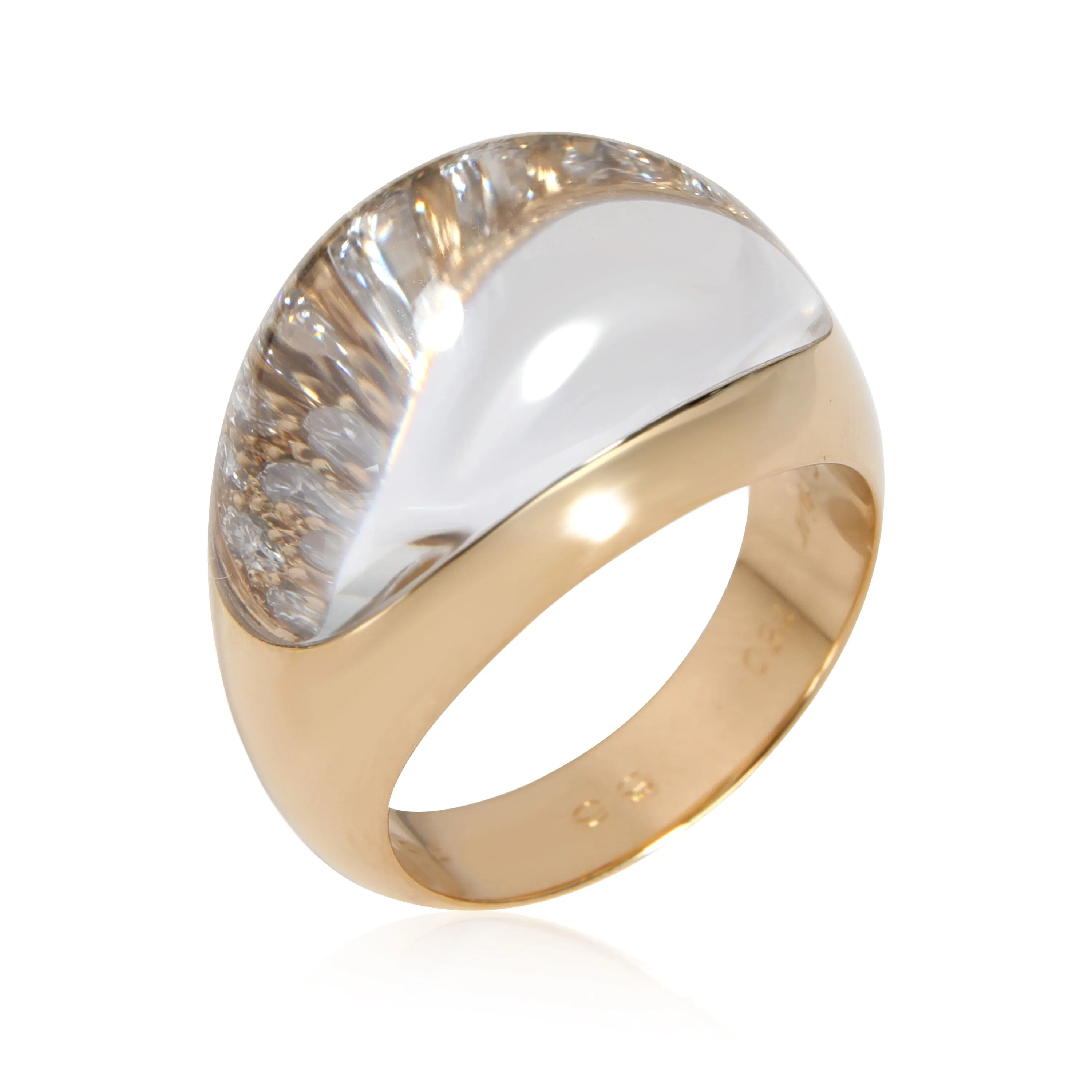 Cartier Myst Diamond & Crystal Dome Ring in 18K Yellow Gold 1.00 ctw