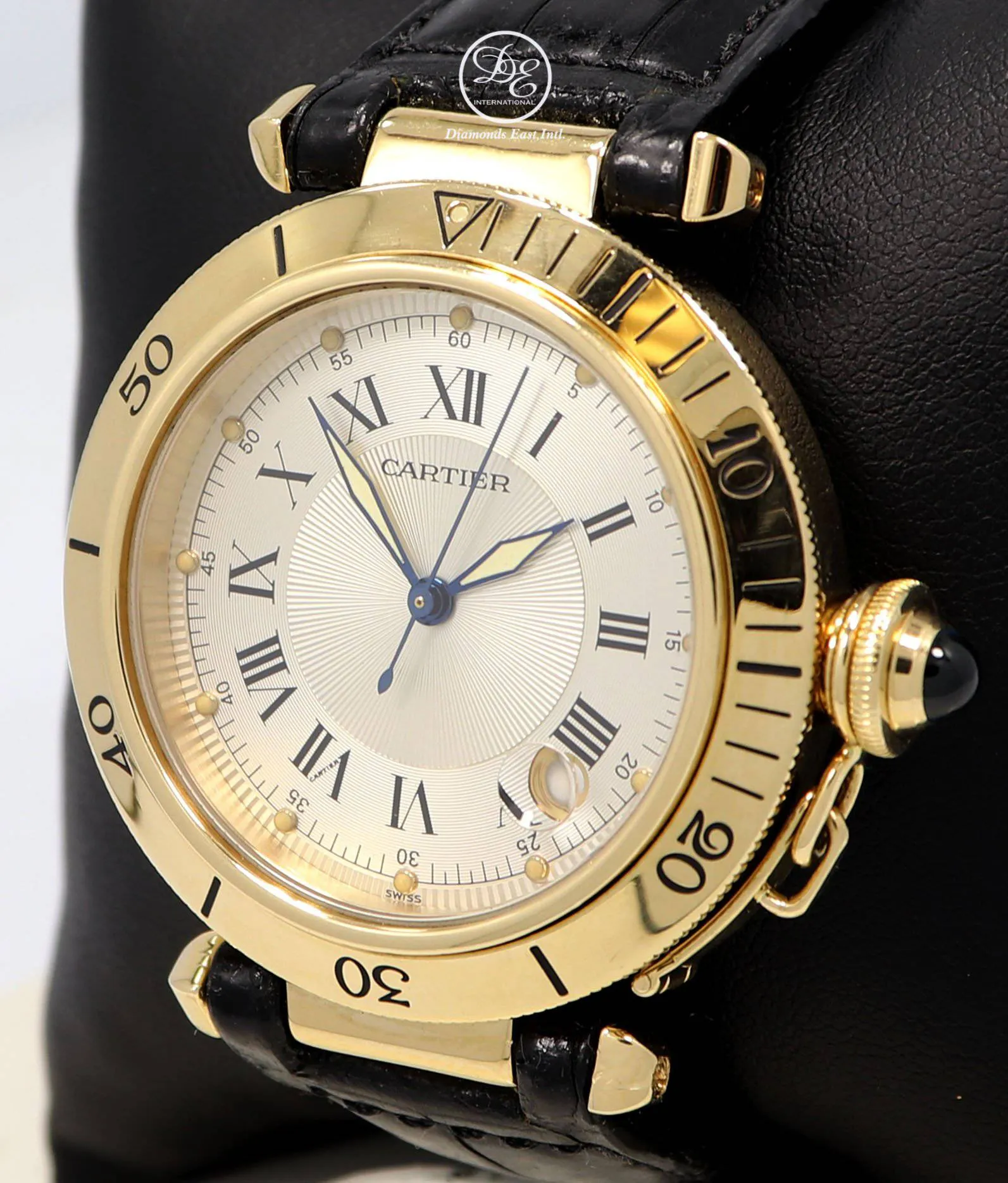 Cartier Pasha 1027 18K Yellow Gold 38mm Automatic On Leather Watch