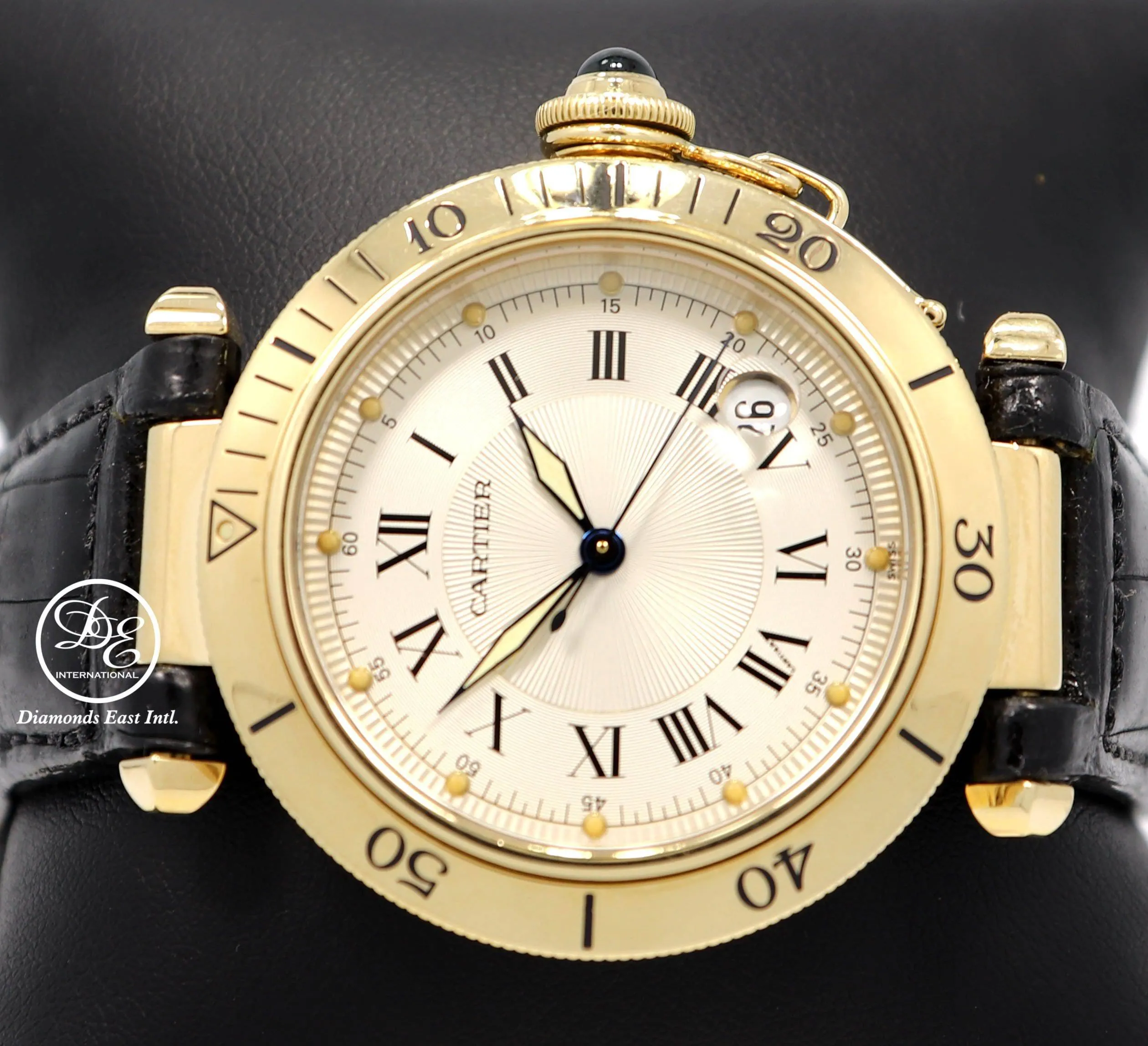 Cartier Pasha 1027 18K Yellow Gold 38mm Automatic On Leather Watch