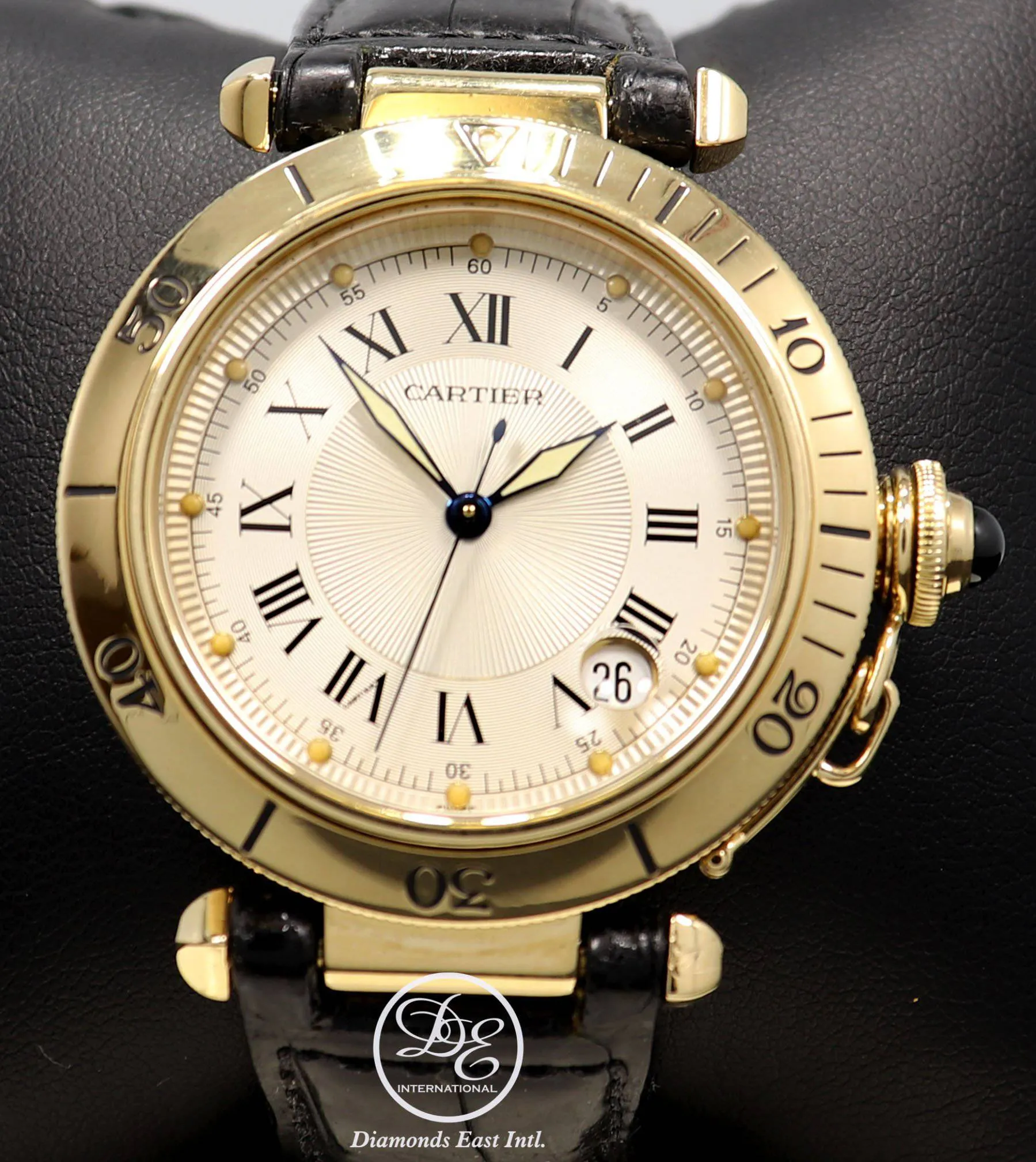 Cartier Pasha 1027 18K Yellow Gold 38mm Automatic On Leather Watch