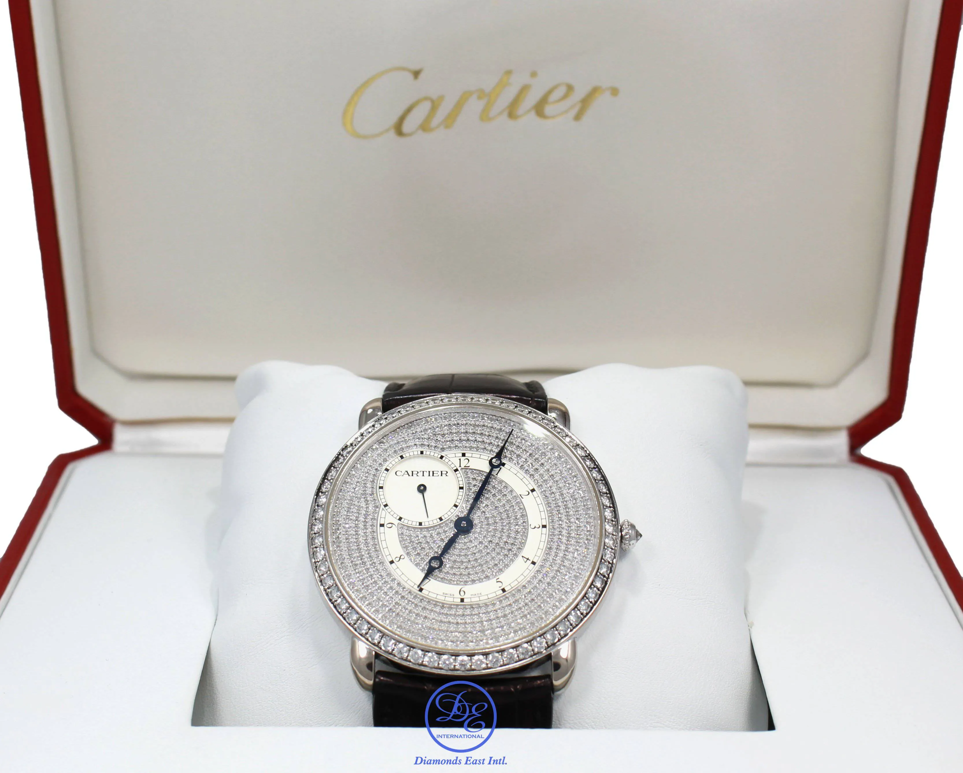 Cartier Ronde Louis WR007003 18K White Gold 42mm Fact Diamonds BOX/PAPERS