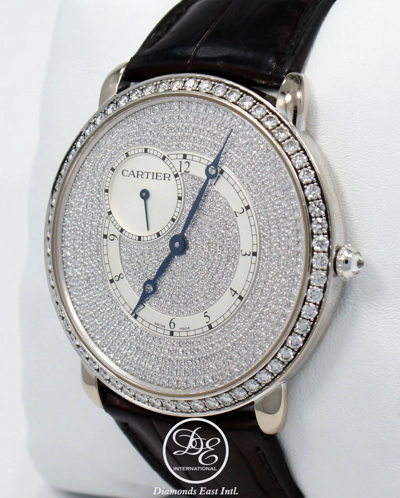 Cartier Ronde Louis WR007003 18K White Gold 42mm Fact Diamonds BOX/PAPERS