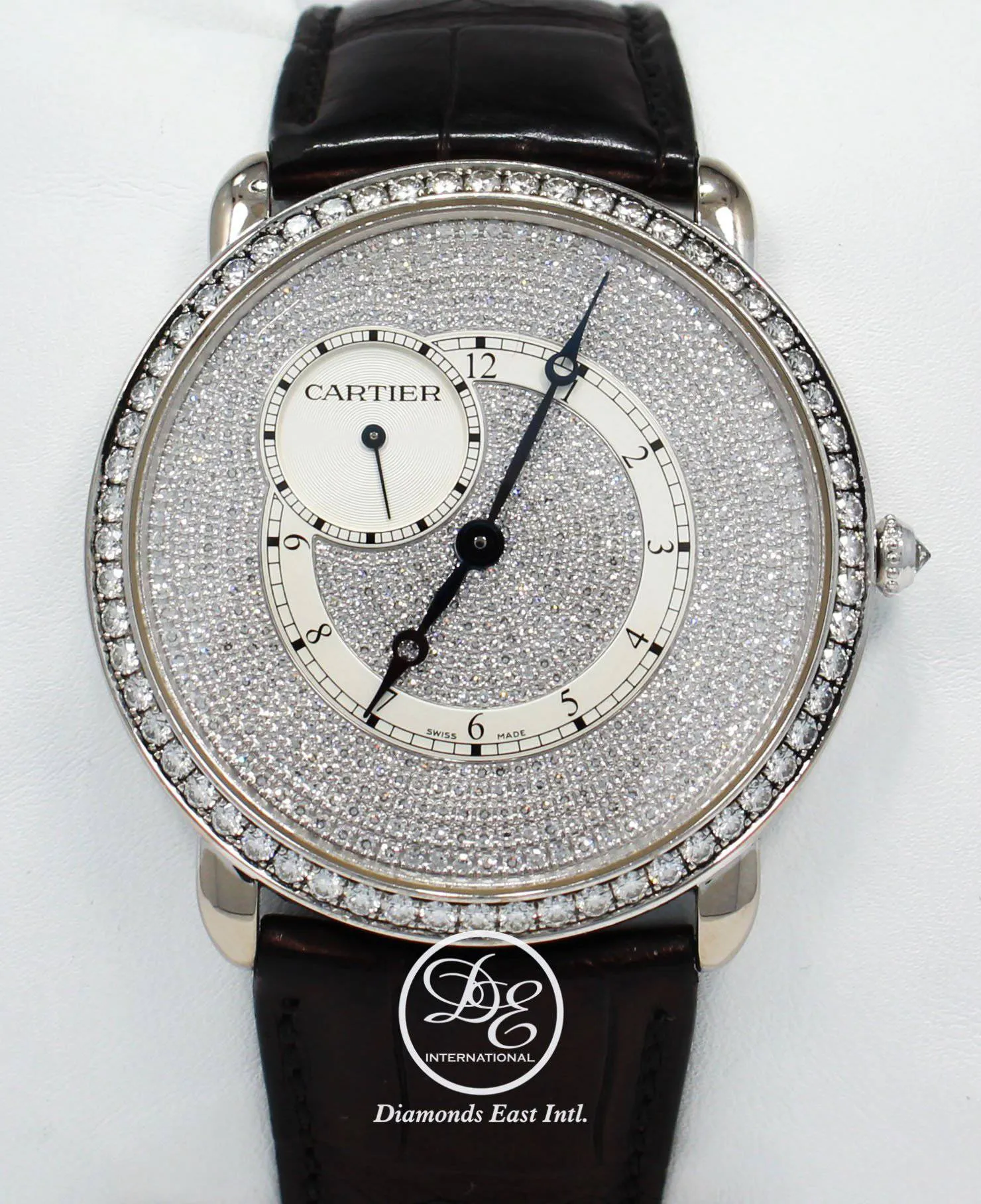 Cartier Ronde Louis WR007003 18K White Gold 42mm Fact Diamonds BOX/PAPERS
