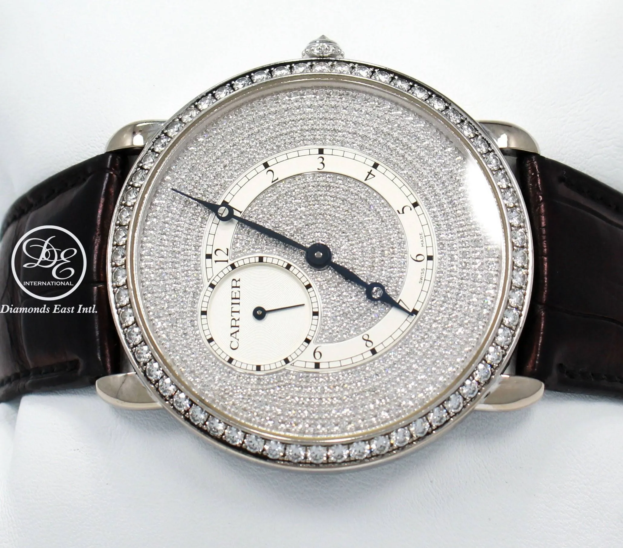 Cartier Ronde Louis WR007003 18K White Gold 42mm Fact Diamonds BOX/PAPERS